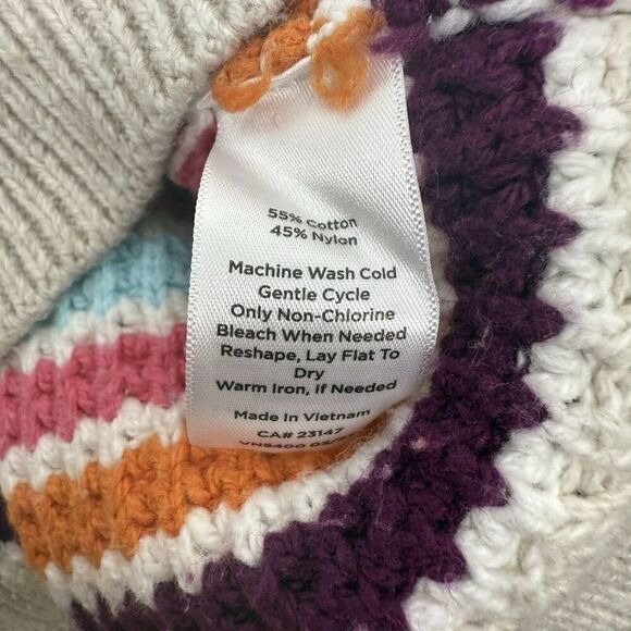 Talbots Mockneck Sweater Women L Happy Stripe Classic Cotton Blend Preppy Fun - Picture 10 of 15